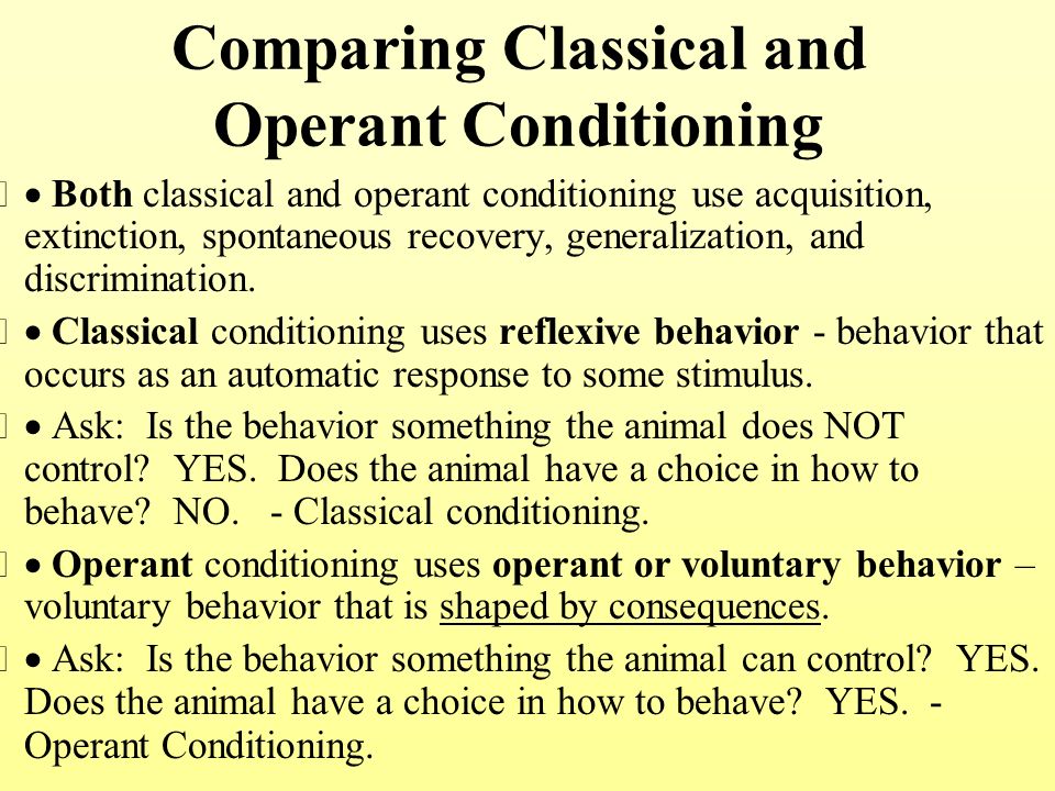 Classical Conditioning vs Operant Conditioning